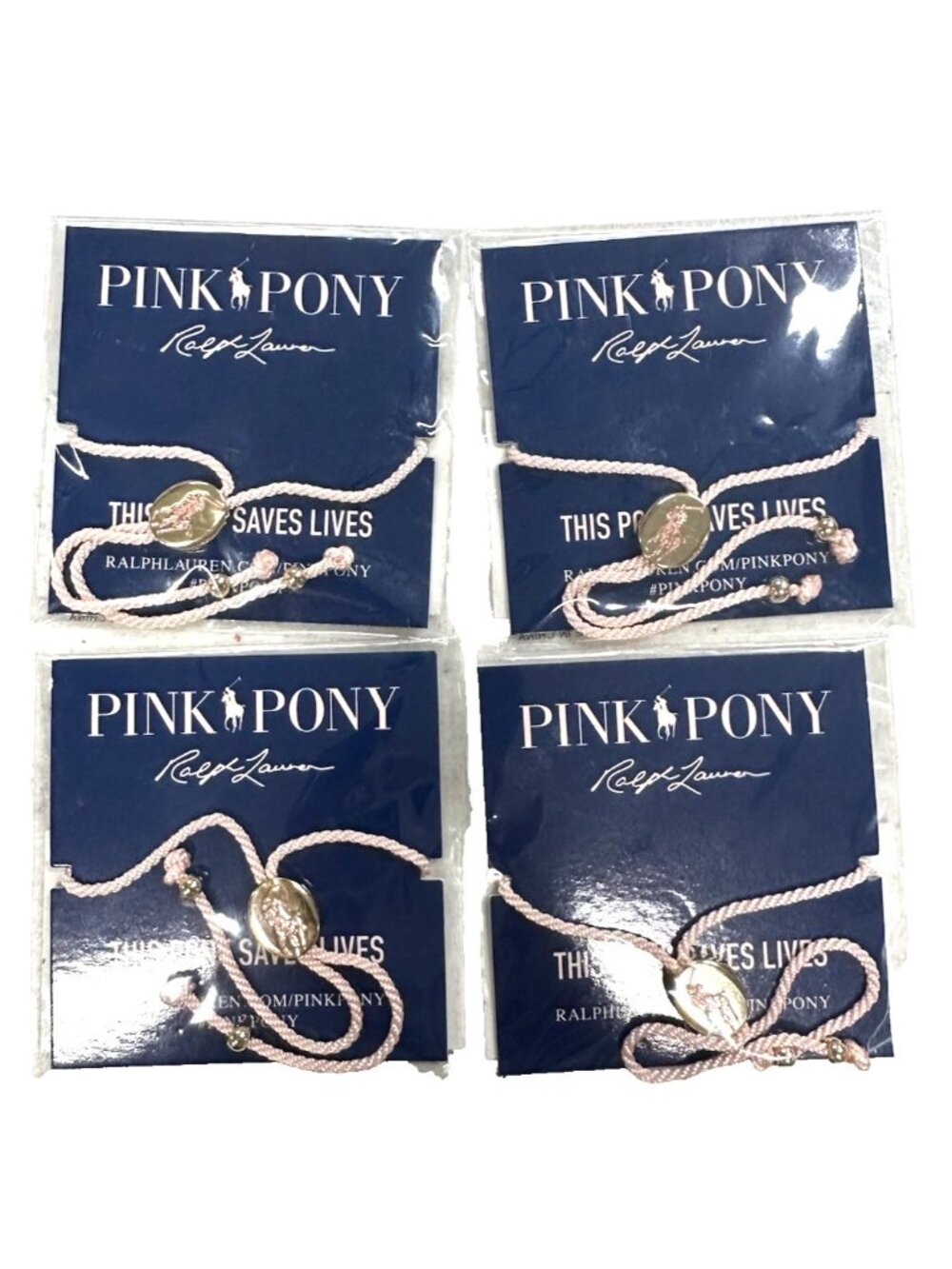 Polo Ralph Lauren Light Pink Pony Bracelet Cancer Awareness 4-PACKS